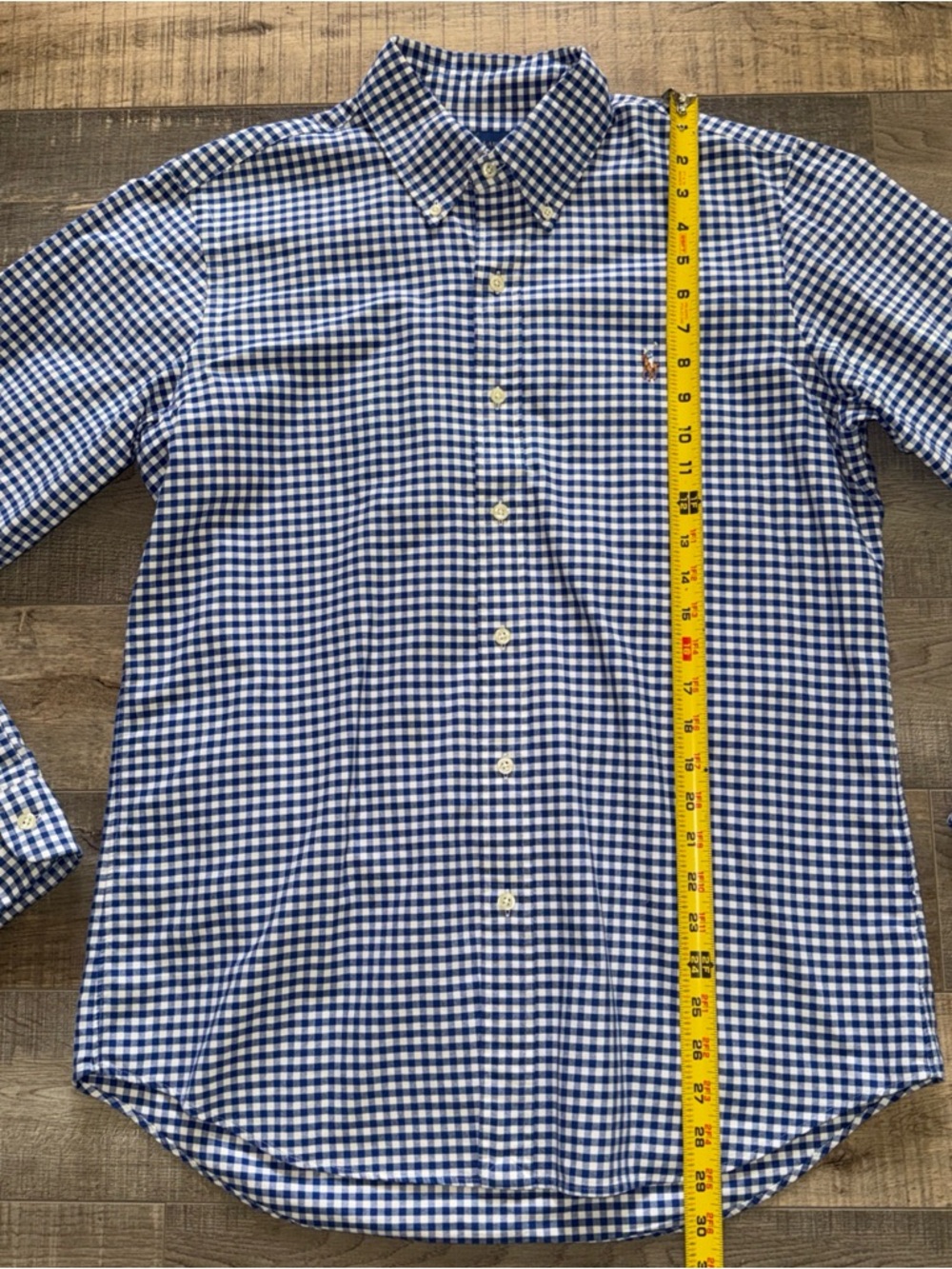 Ralph Lauren Blue and White Gingham Button-Down Shirt classic fit size medium - Picture 5 of 7